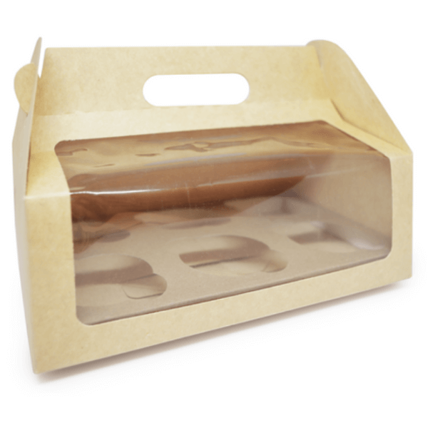 Gift Box with Handles Windowed with Recycled Material -White or Kraft